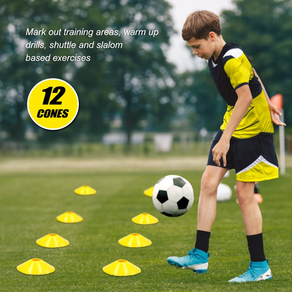 Ejoyous agilitys Ladder, Speed Training Equipment Set Includes 12 Rung 12 Soccer Cones 4 Steel Stakes resistants Parachu