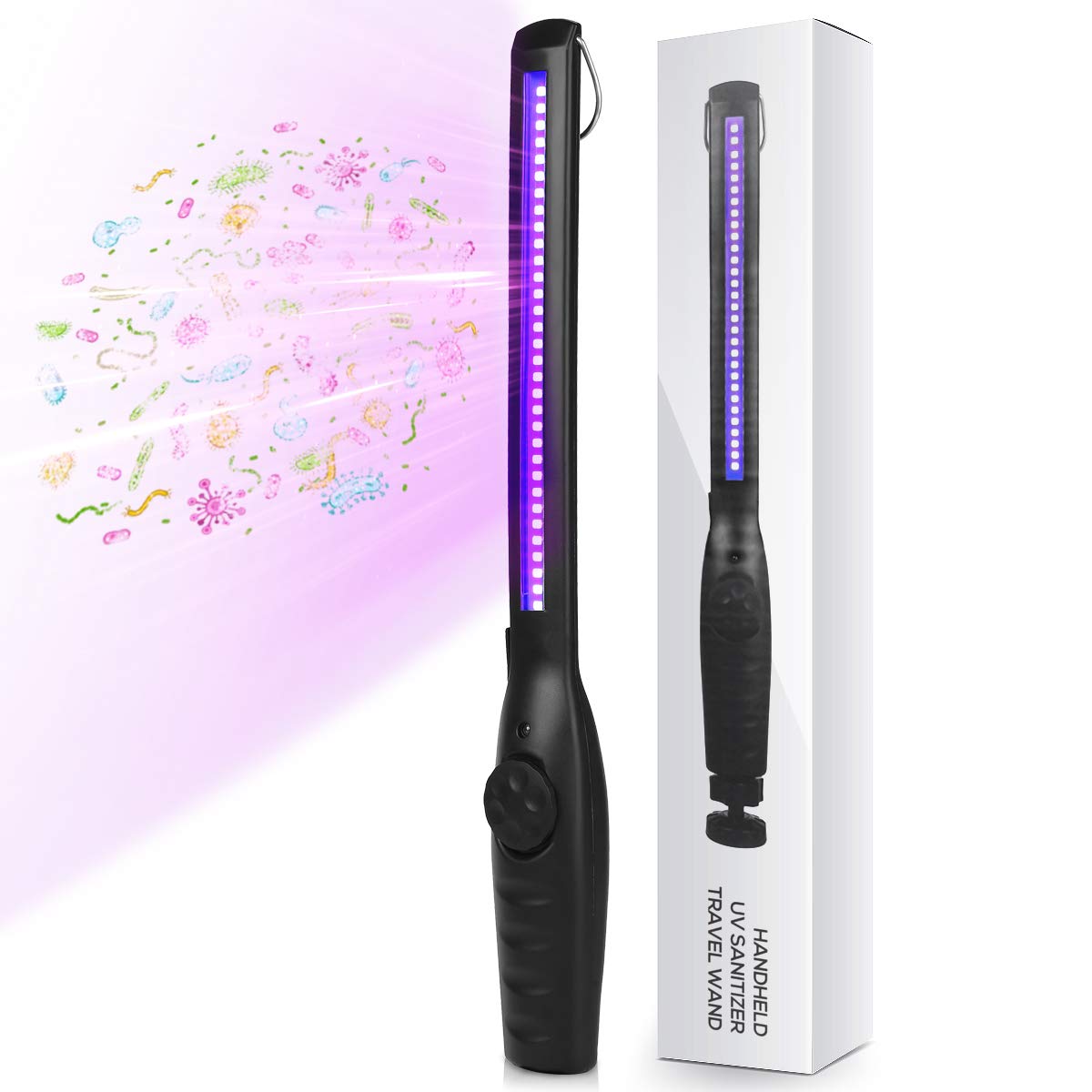 HIUPN UV Light Sanitizer, Portable UV Light Disinfection Lamp USB Rechargeable Ultraviolet Light Sanitizer for Home Hote