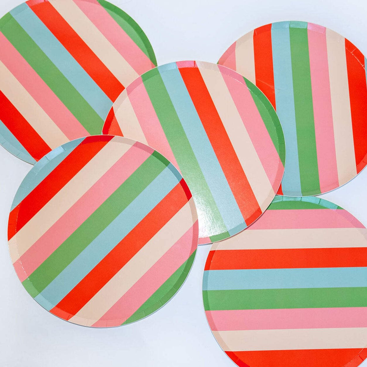Vibrant Striped Party Pack | Plates, Cups & Napkins for 12 Guests | Pop Party Supplies – close-up detail