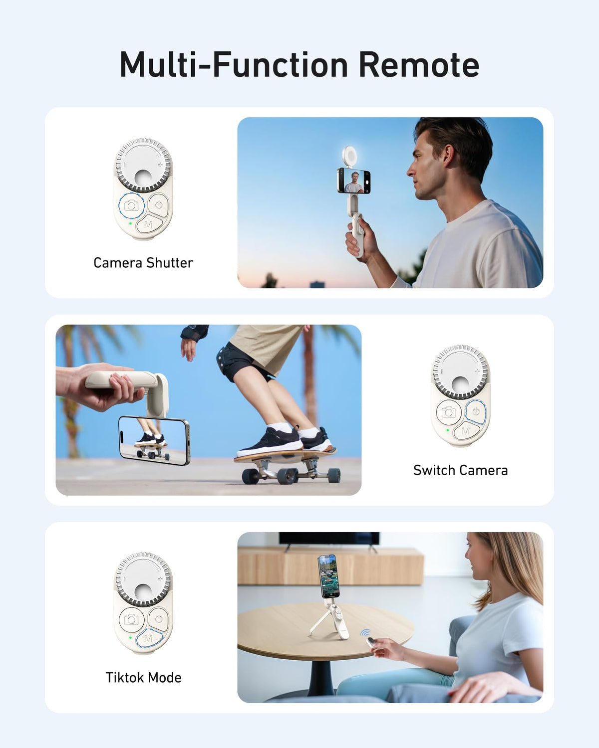 TELESIN Magnetic Selfie Stick Tripod with Selfie Light – close-up detail