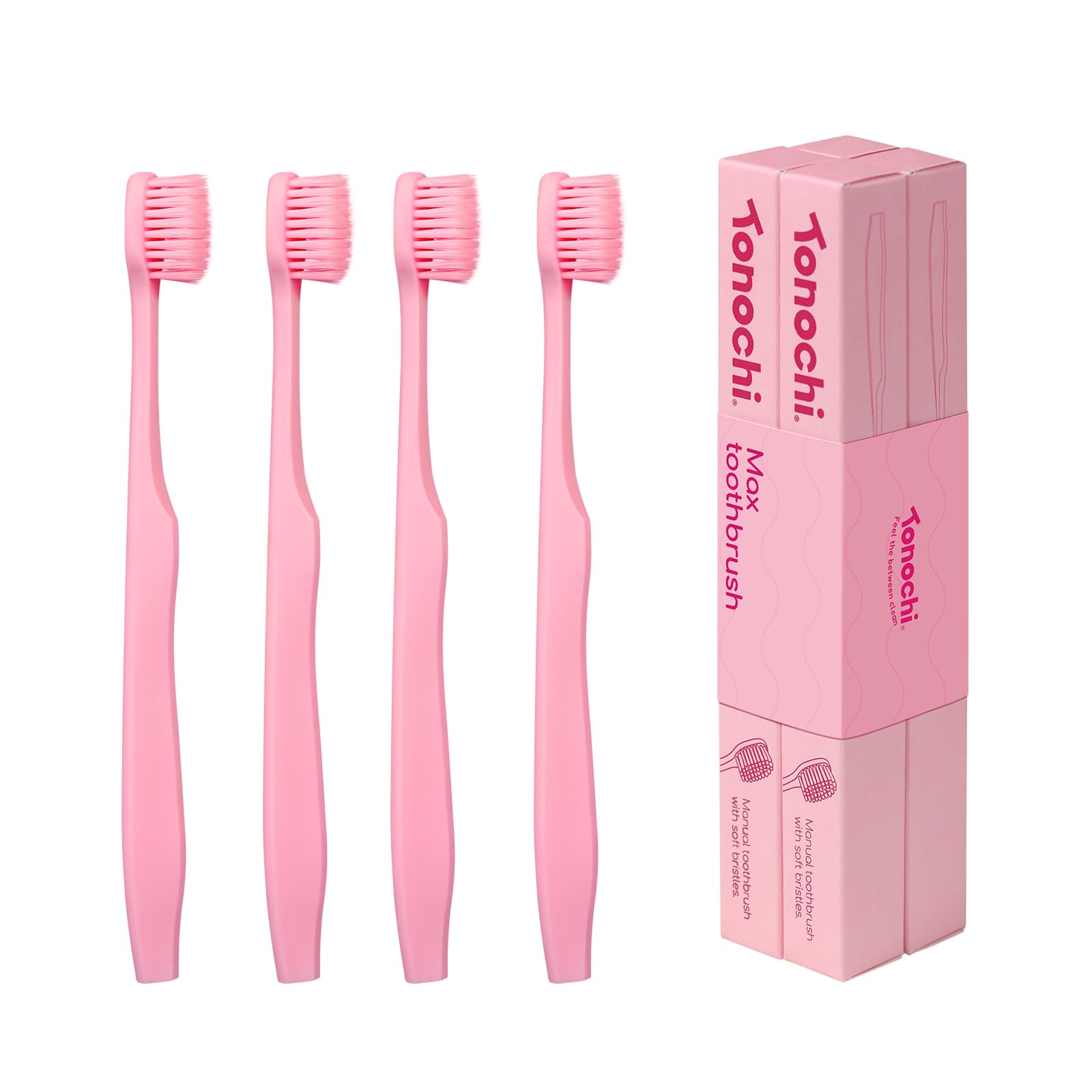 Extra Soft Bristle Toothbrushes for Adults, 4-Pack, Pink - Product Imagery