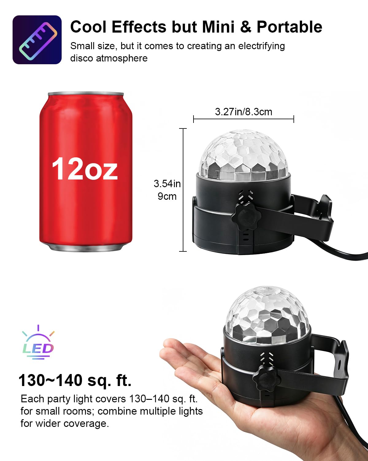 Luditek 4-Pack Sound Activated Party Lights with Remote Control Dj Lighting, Disco Ball Light, Stage Lamp Strobe Light f