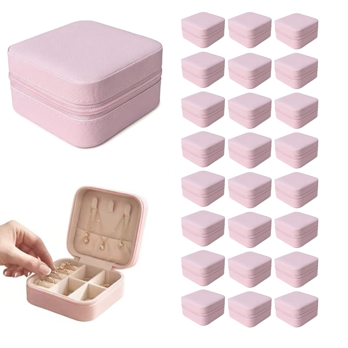Leemeexaa 24 Pcs Travel Jewelry Boxes Exquisite Travel Jewelry Case Bulk Jewelry Boxes Portable Jewelry Box Mini Jewelry