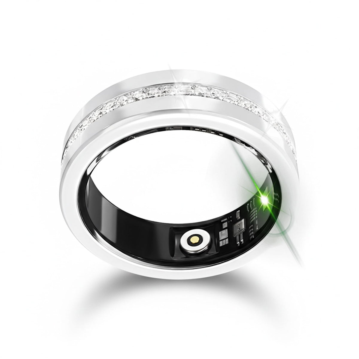 GINIXPIONE Smart Ring for Women, Diamond Inspired Design (Silver,7) – Gray, Metal, 1 inches