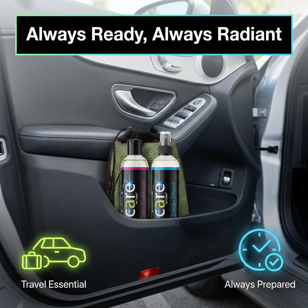 Cilajet Travel Kit, Automotive Car Accessories and Cleaning Supplies, 4-Piece Set with Car Shampoo and Quick-Shine Polis
