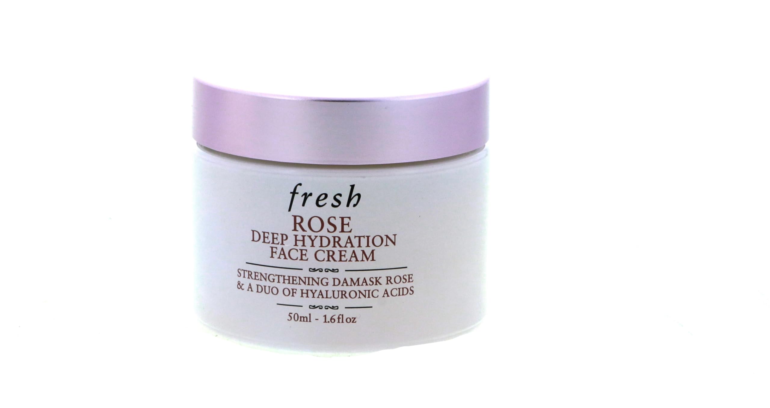 Fresh Rose Deep Hydration Face Cream jar with pink rose design, showing the 1.6 oz moisturizing skin moisturizer product.