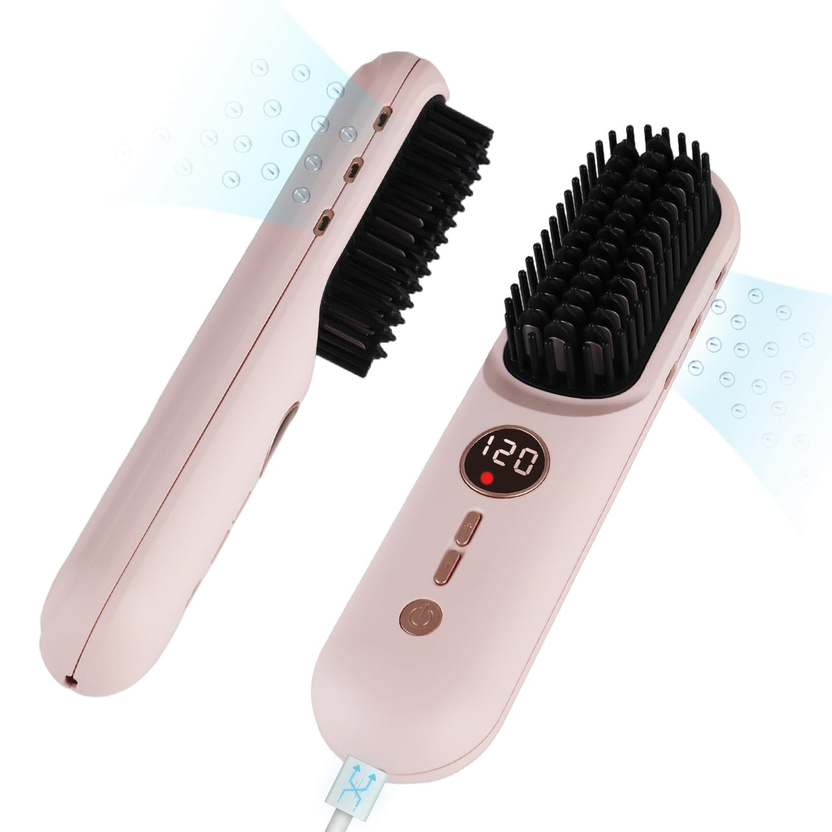 TANSHINE Go Brush Pro 2026 Cordless Hair Straightener Brush,6000mAh Type-C, Negative Ions & LCD Display - Portable Strai