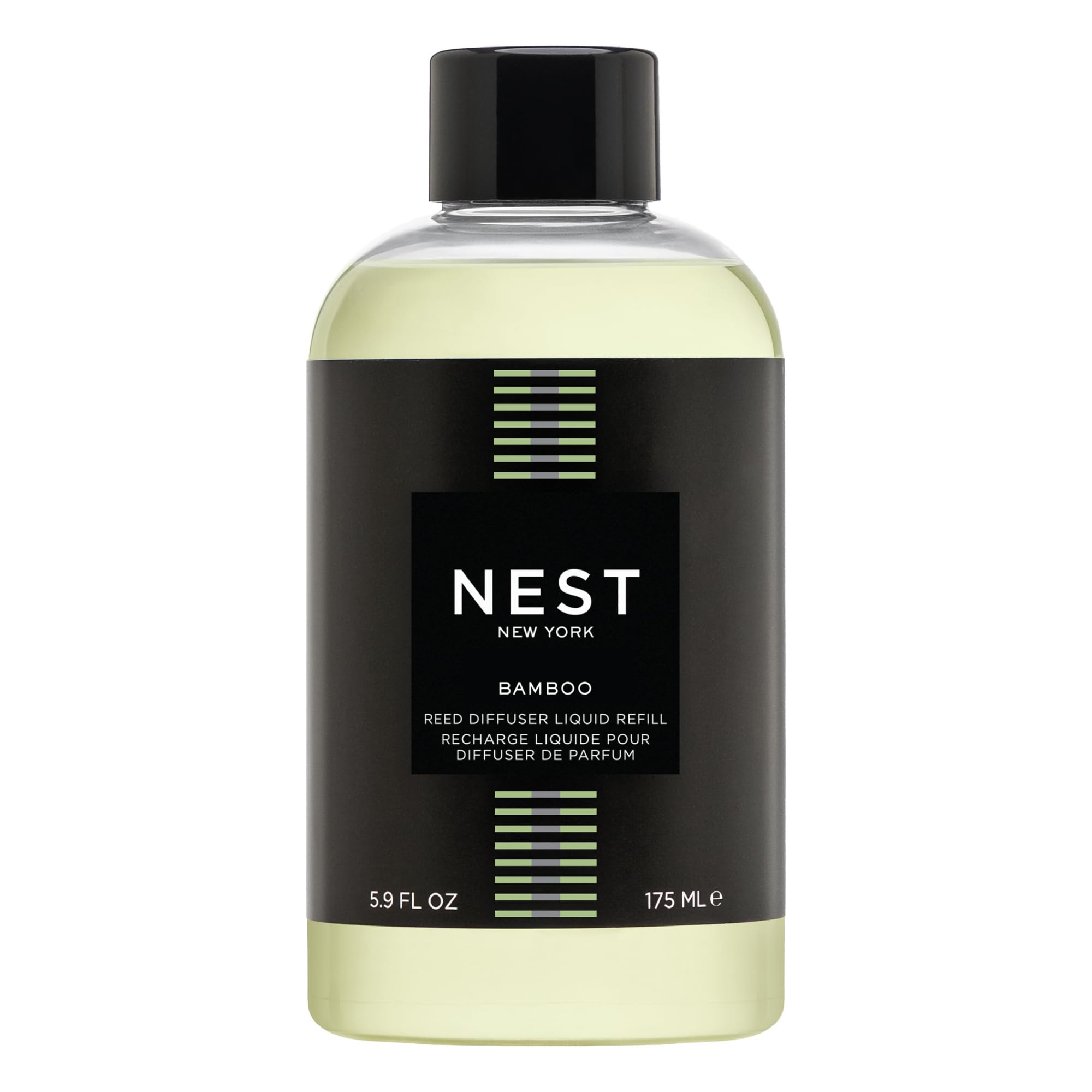 NEST New York bamboo reed diffuser refill bottle with 5.9 fl oz of aromatic fragrance, ideal for home decor and scent enhancement.