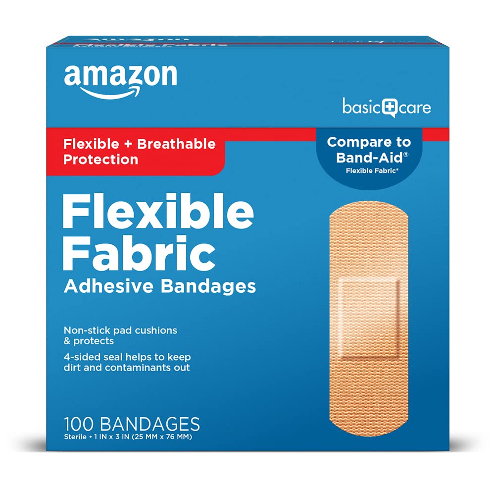 Amazon Basic Care Flexible Fabric Adhesive Bandages, First Aid - Product Imagery