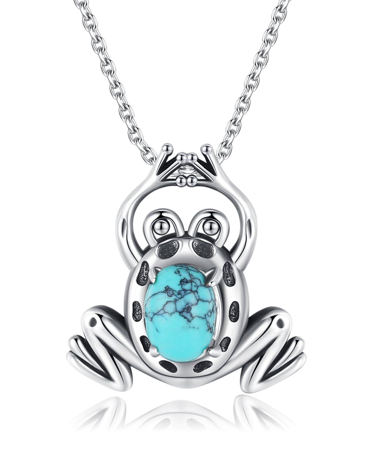 BDL Frog Turquoise Necklace - S925 Turquoise Pendant Jewelry, 18" – Frog Necklace