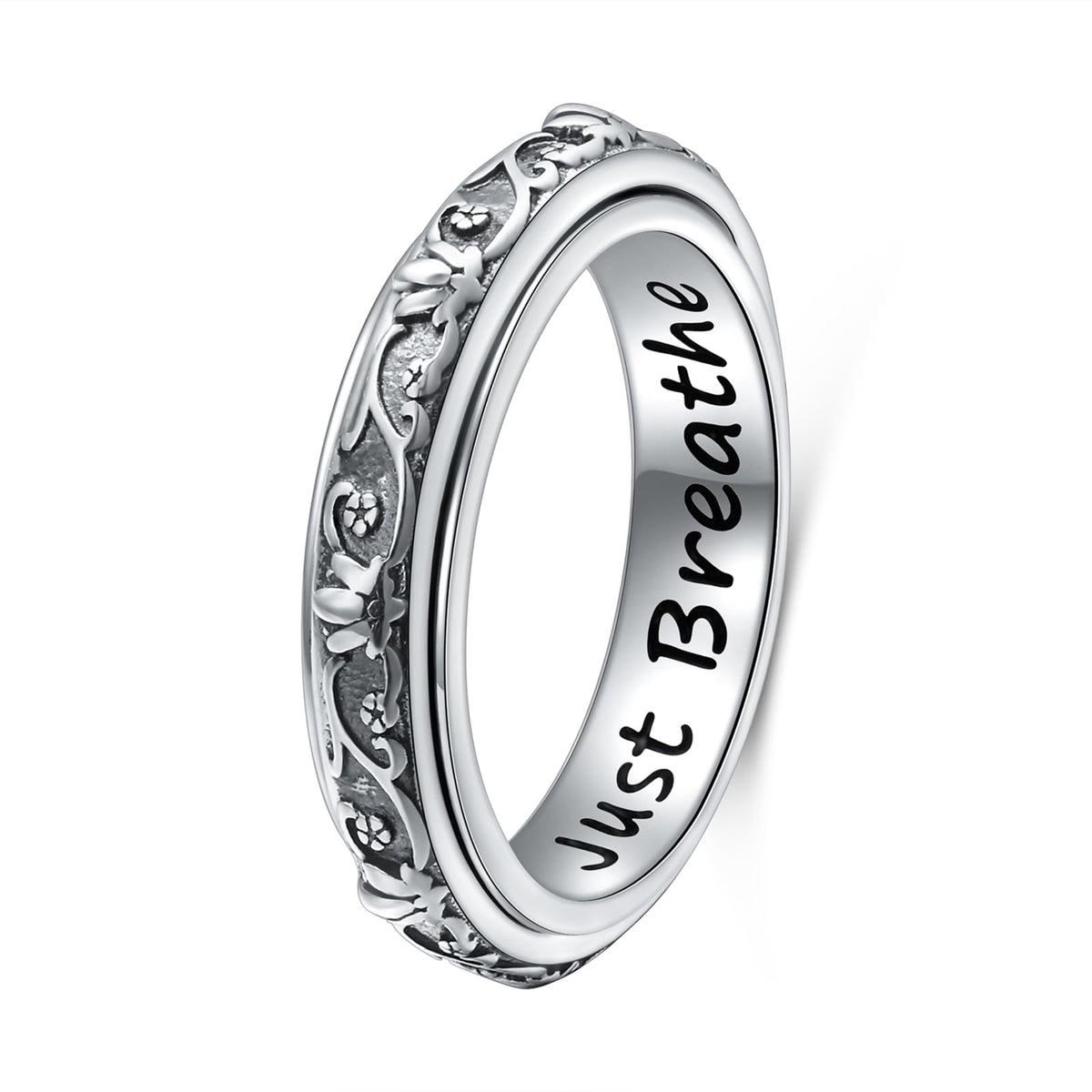 Ladytree Anxiety Relieve Rings 925 Sterling Silver Spinner Fidget Ring Worry Stress Relieving Boredom ADHD Autism Ring P