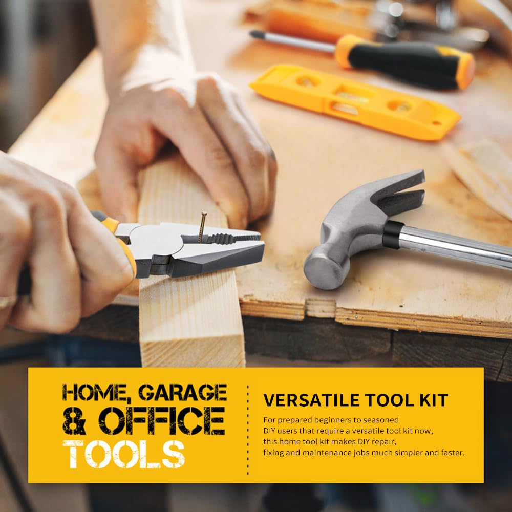 Psytfei 59 PCS DIY Household Tool Kit Portable Magnetic Hand Tool Set for Home Garage Office Repairs Maintenance Tools w