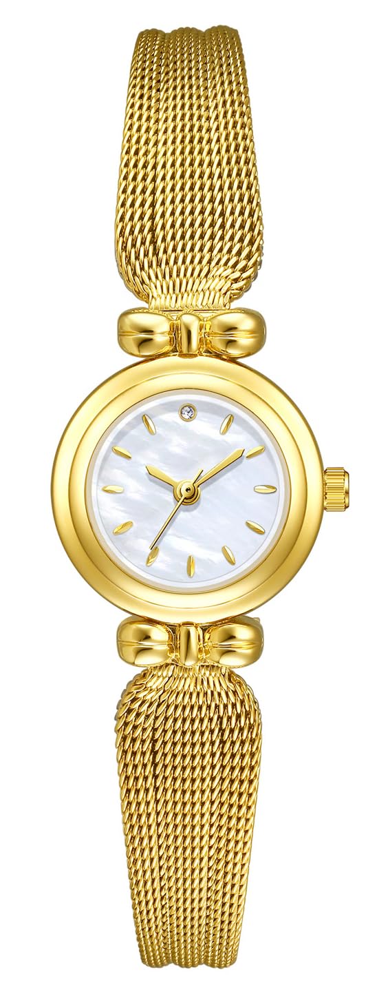BESTKANG Fashion Simple Women's Quartz Watch Stainless Steel Mesh Strap Elegant Ladies Wrist Watch – Gold