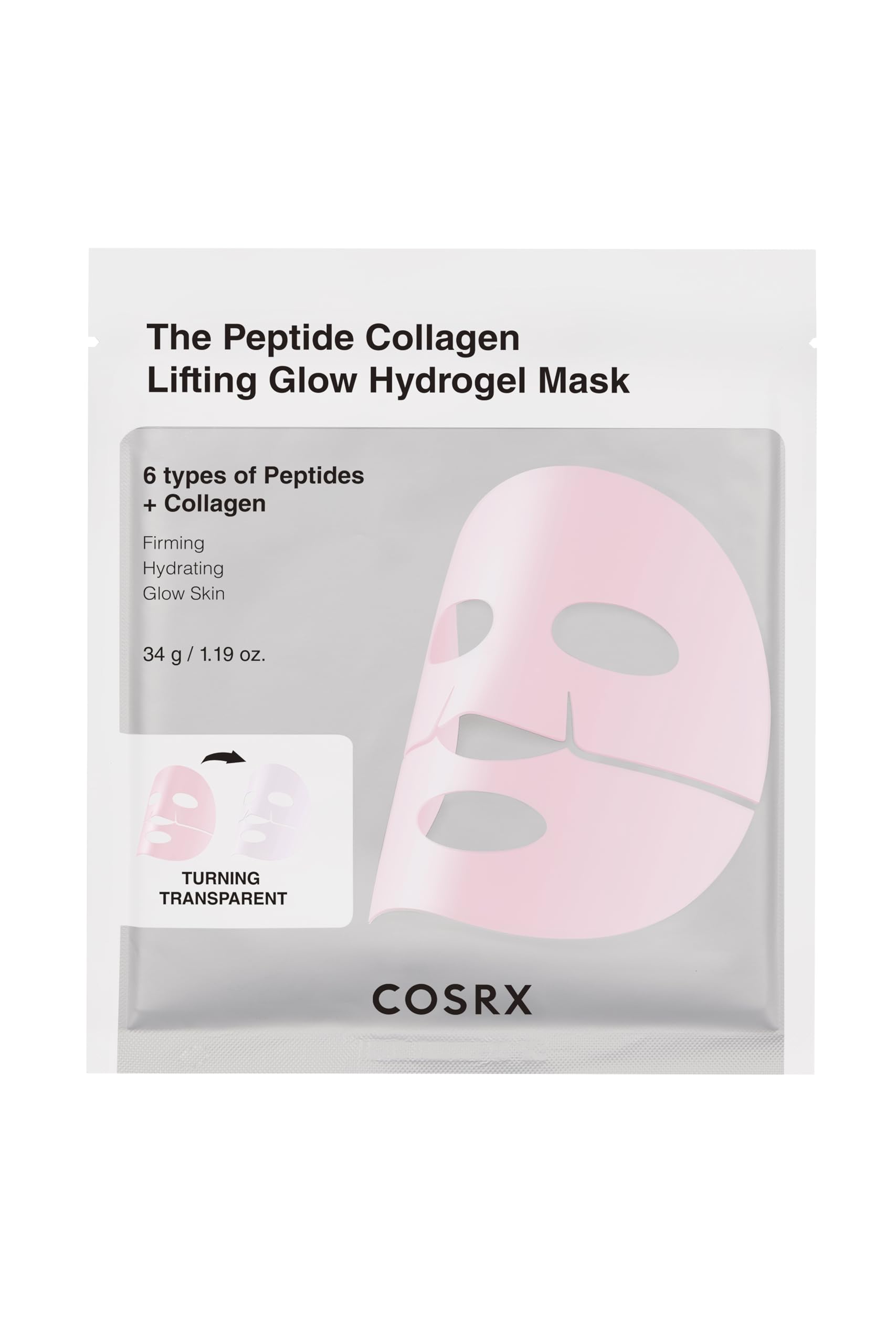 COSRX Pink Peptides Collagen Lifting Glow Hydrogel Face Masks - Product Imagery