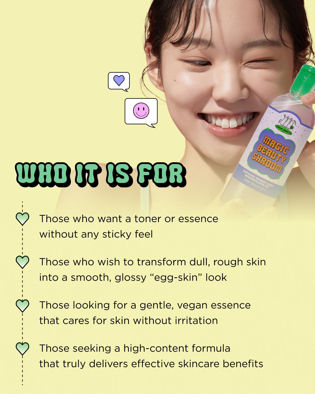 Chasin' Rabbits Magic Beauty Shroom Essence bottle with nourishing Korean skin care serum, featuring tremella mushroom extract for dry skin