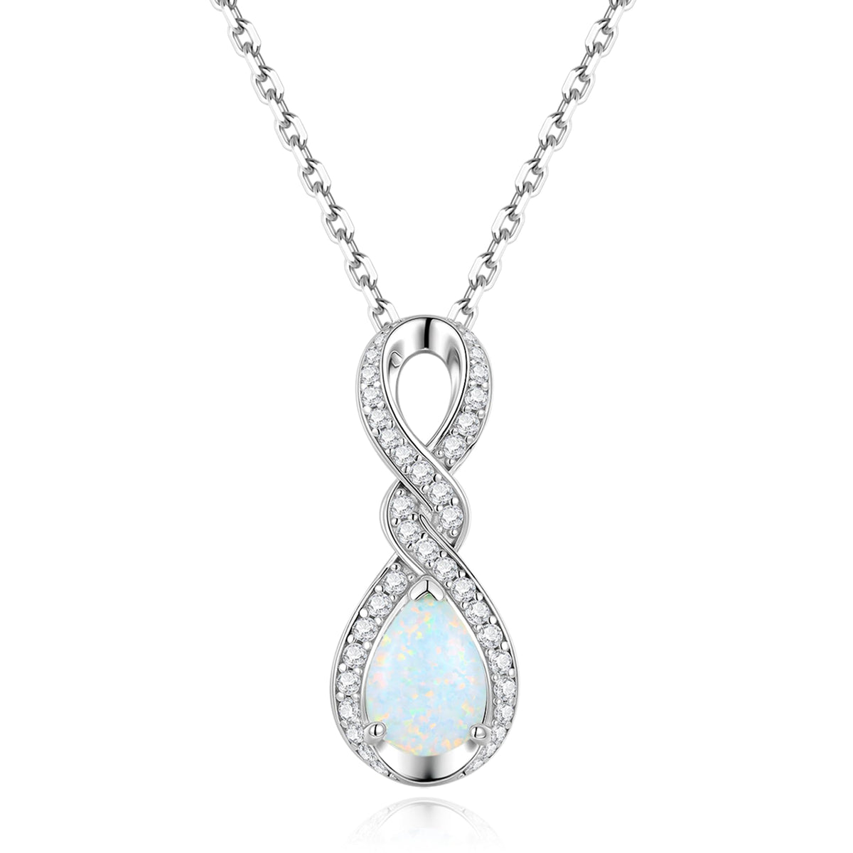FANCIME Infinity Embrace Teardrop Birthstone Necklace for Women – product photo (Pendant Necklaces)