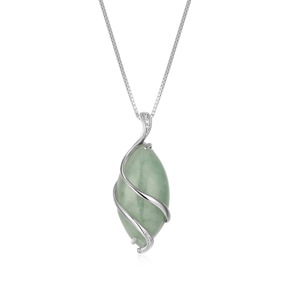 MORGAN & PAIGE Silver Rhodium Plated Genuine Green Jade Necklace or Jade Earrings – White