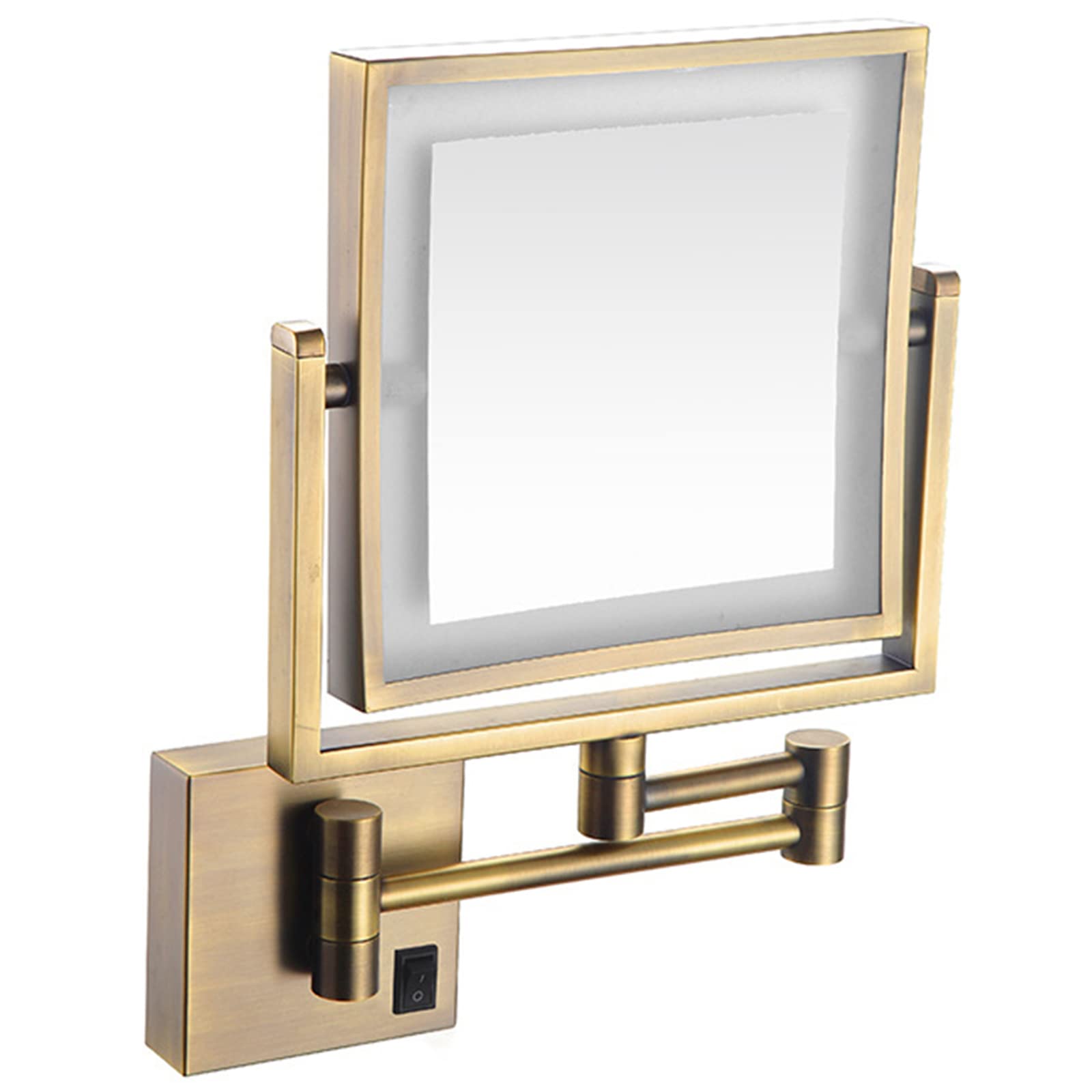 Led Makeup Mirror with Lights, 360° Rotating Double-Sided 1x/3x Magnification, Wall-Mounted Brass Bathroom Mirror, Make Up Mirror with Lights, Lighted Makeup Mirror Brass Plug in
