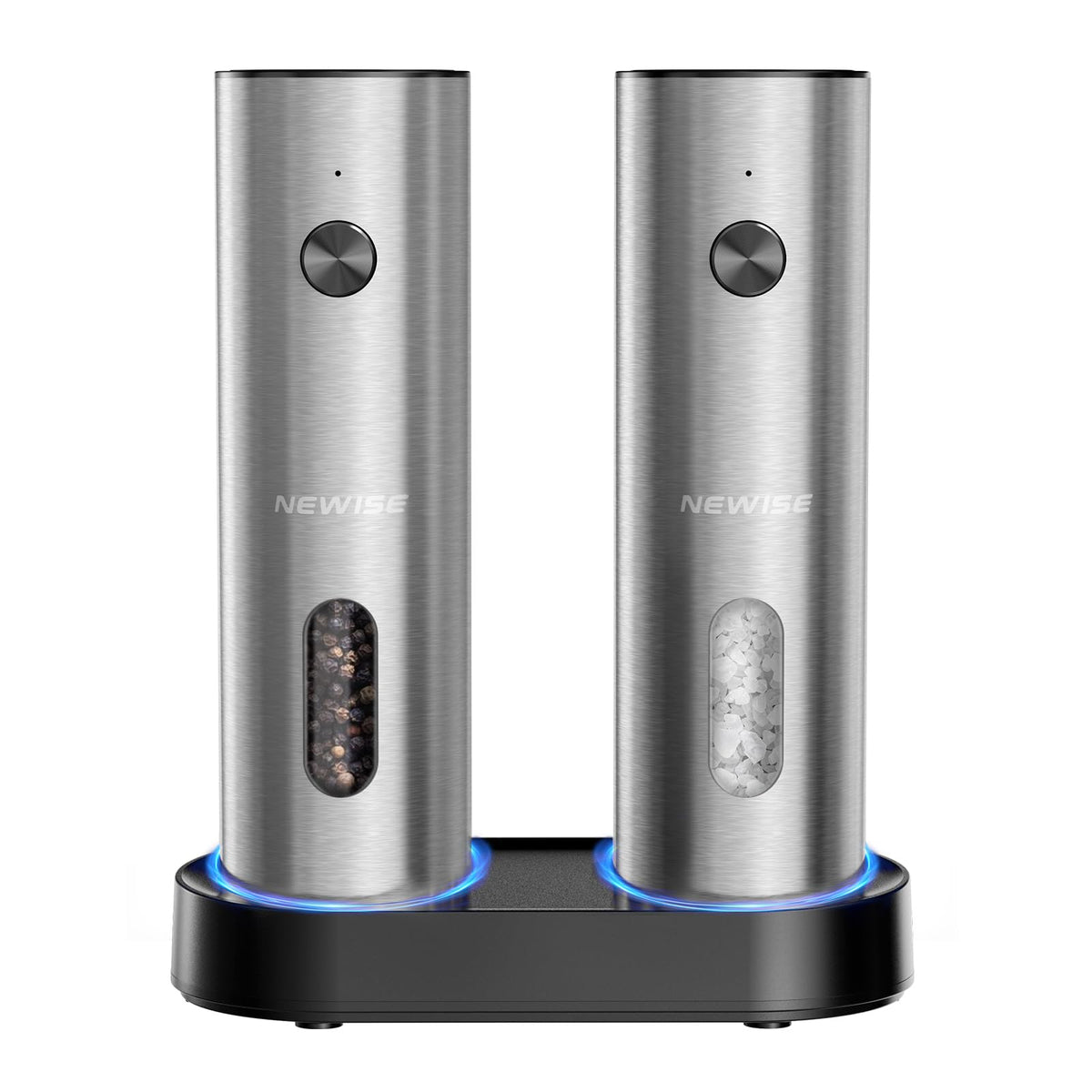 Electric Salt and Pepper Grinder Set Charging Base Stainless - Newise Official Imagery - 1