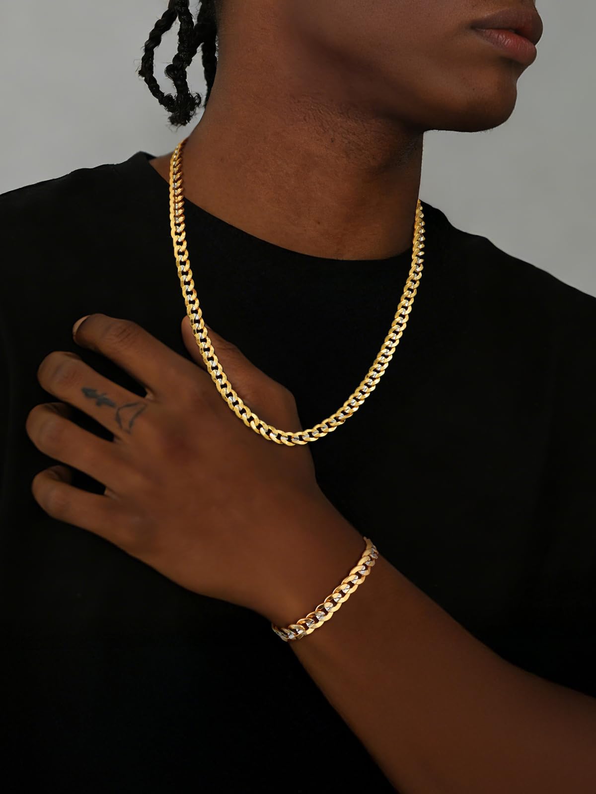 U7 Cuban Link Chain Necklace for Men, Stainless Steel Curb Chain Waterproof – alternate angle