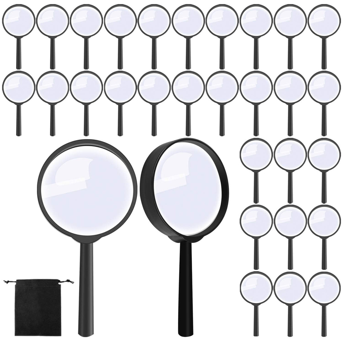 Elcoho 100 Pack Handheld Magnifier Plastic Magnifying Glass for Reading Jewelry Home Office Desk Accessories with Storag