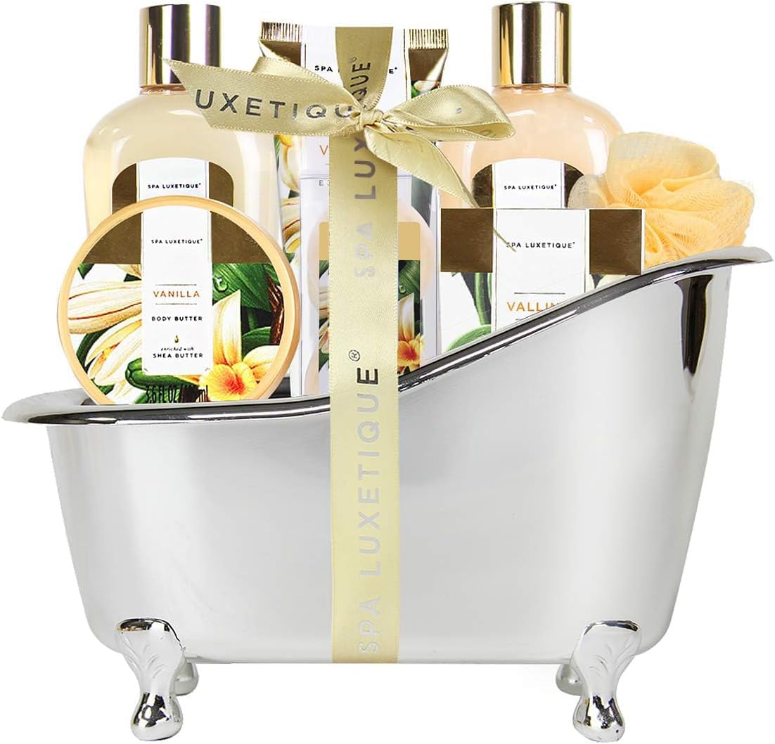 Spa Gift Sets, Gifts for Her, 8pcs Vanilla Bath Sets with Body Butter, Bubble Bath, Bath Bomb, Bath Sets for Women Gifts