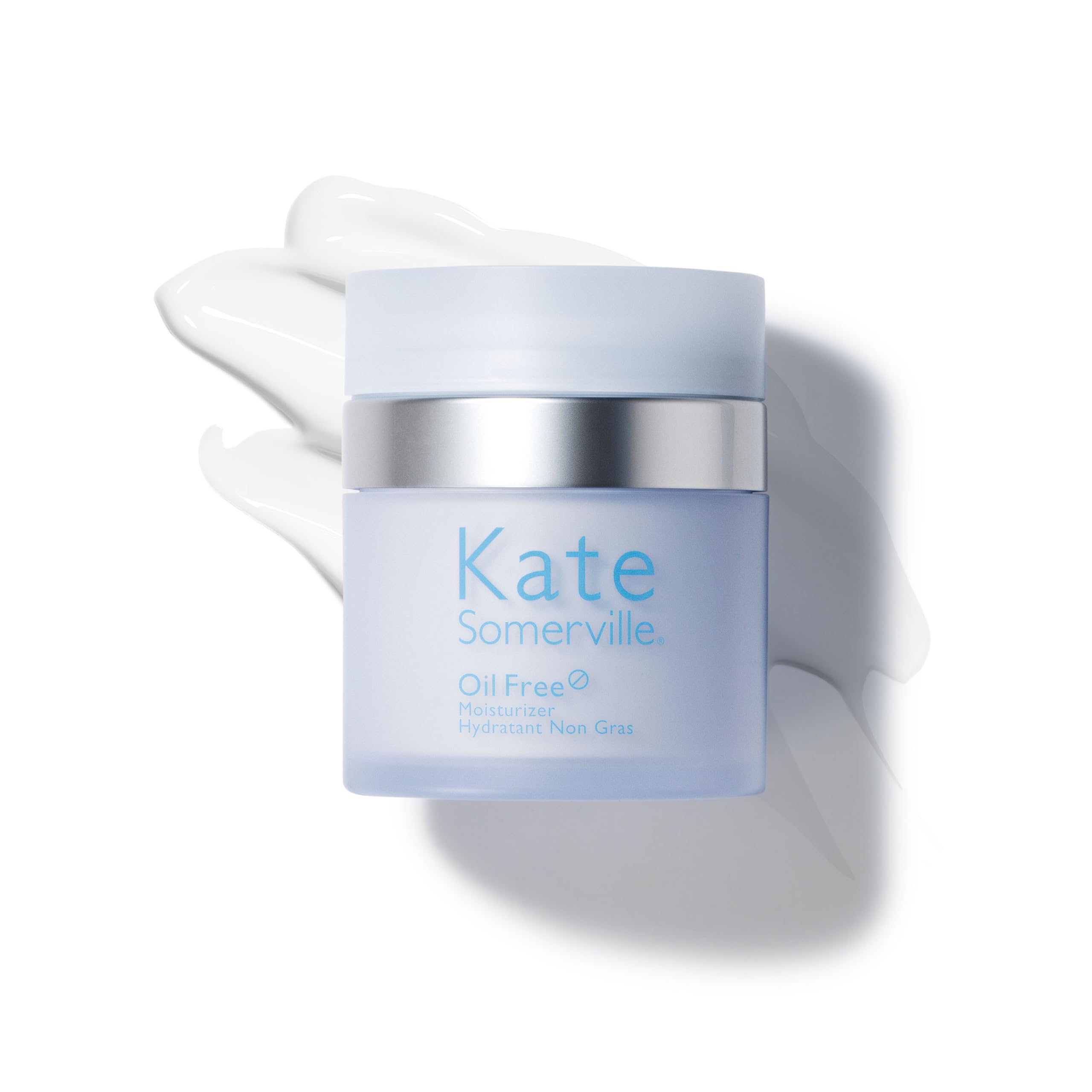 Kate Somerville oil-free moisturizer in a 1.7 fl oz bottle, showing the sleek packaging and product label.