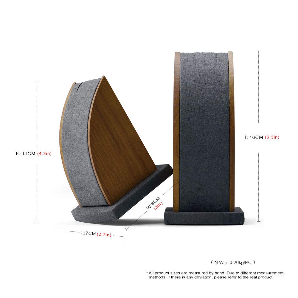 Oirlv 2 Set Solid Wood Long Chain Necklace Pendant Bracelet Stand – close-up detail