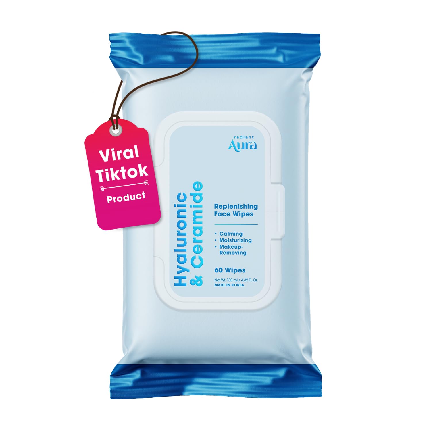 Hyaluronic Acid & Ceramide Face Wipes – Dermatologist Tested, - Product Imagery