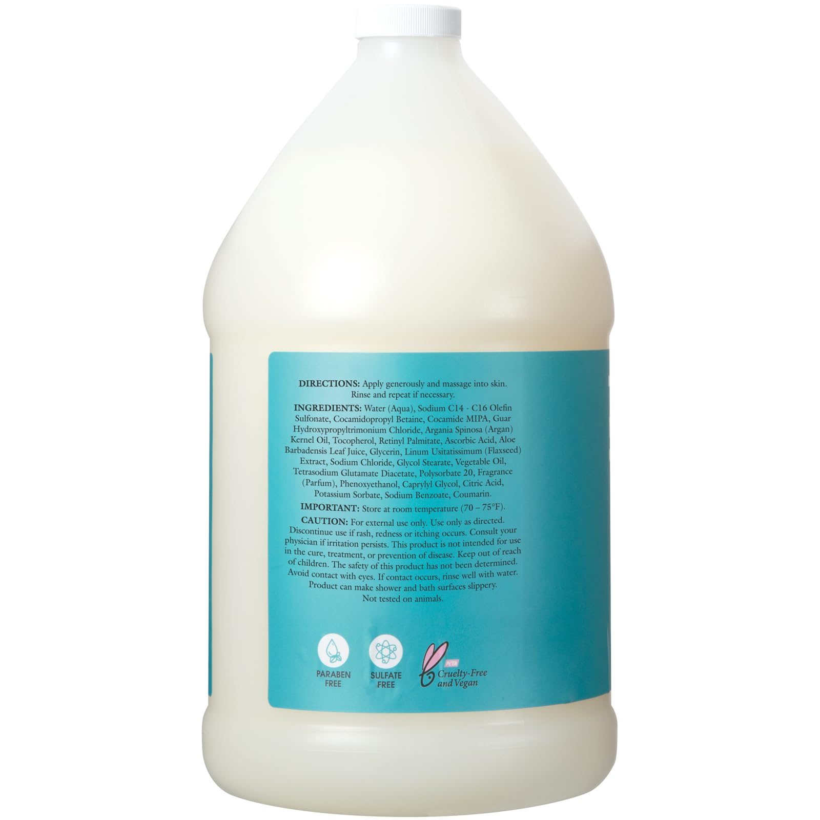 Ginger Lily Farms Argan Oil Body Wash refill gallon bottle, natural skin cleaning agent with nourishing argan oil, for body cleansing.