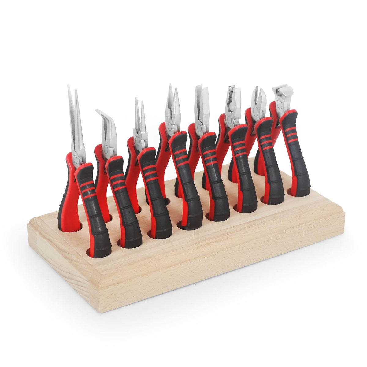 NEWACALOX Jewelry Pliers Sets Jewelers Making Tools Kit, Professional 8 piece Mini Wire Plier with Wood Holder for Beadi