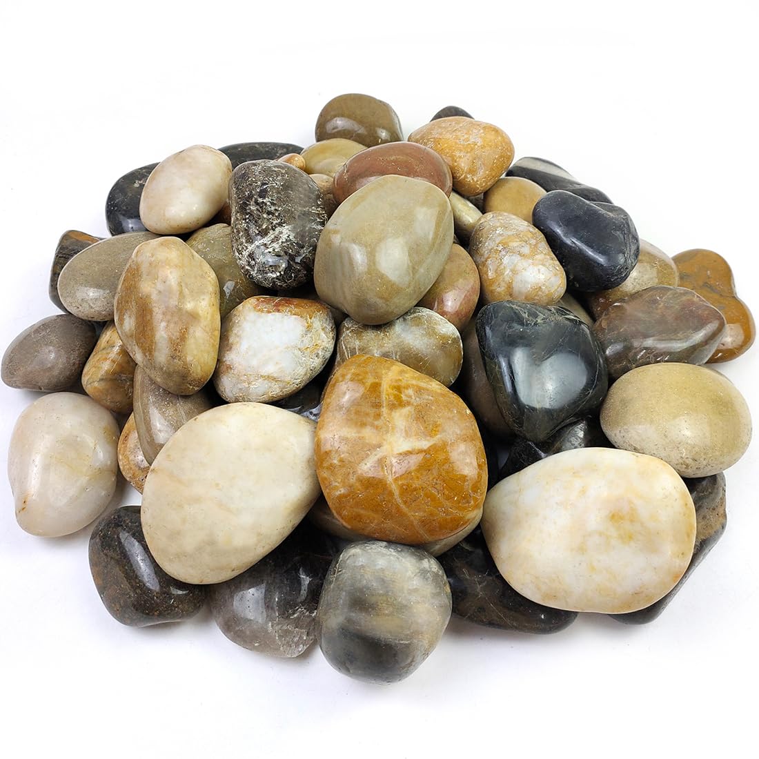 YISZM 20lbs Large River Rocks for Landscaping, 3-4" Mixed Color Pebbles – product photo (Pebbles)