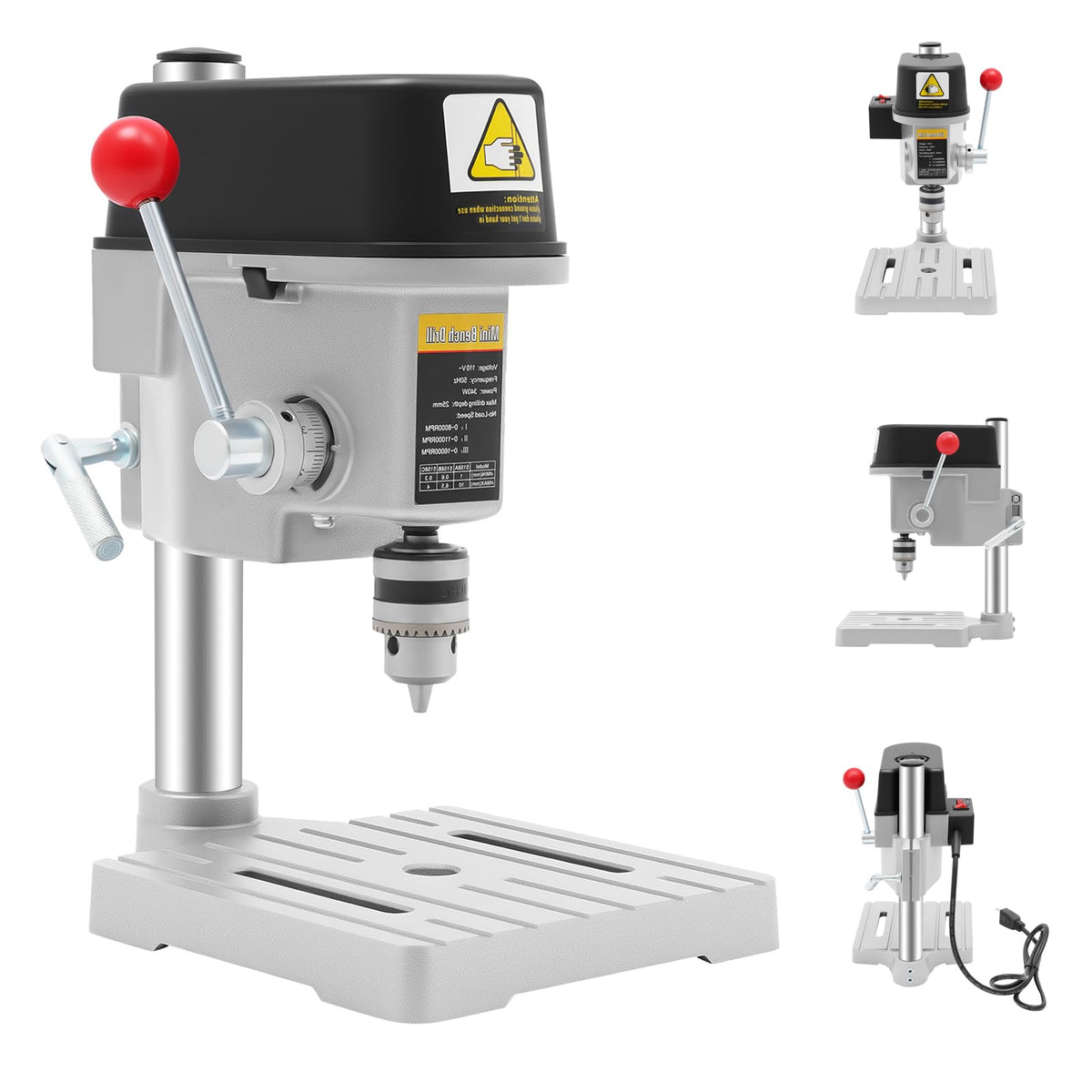 Mahugde Upgrade Mini Benchtop Drill Press, 110V 340W Portable Electric Mini Bench Drill Press Metal Wooden DIY Jewelry M