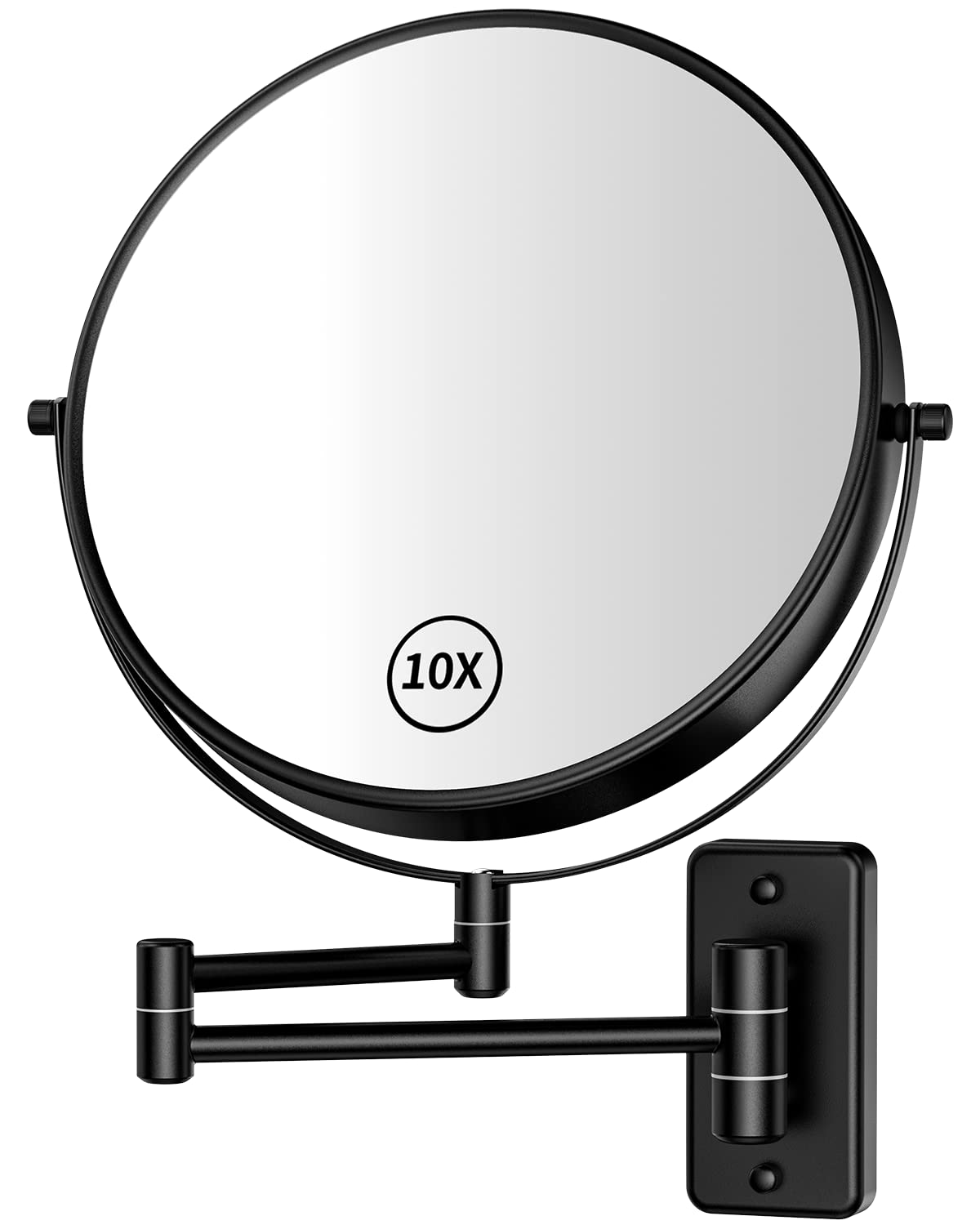 Gospire 9" Large Size Wall Mount Magnifying Mirror, 1X/10X Magnification Double-Sided, 360° Swivel Extendable Cosmet