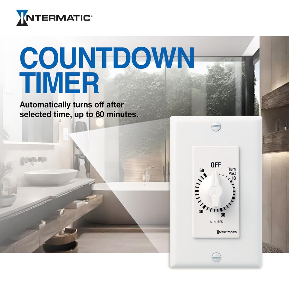 Intermatic SW60MWK 60-Minute Spring-Wound Timer, White – full view, size 4.13 inches