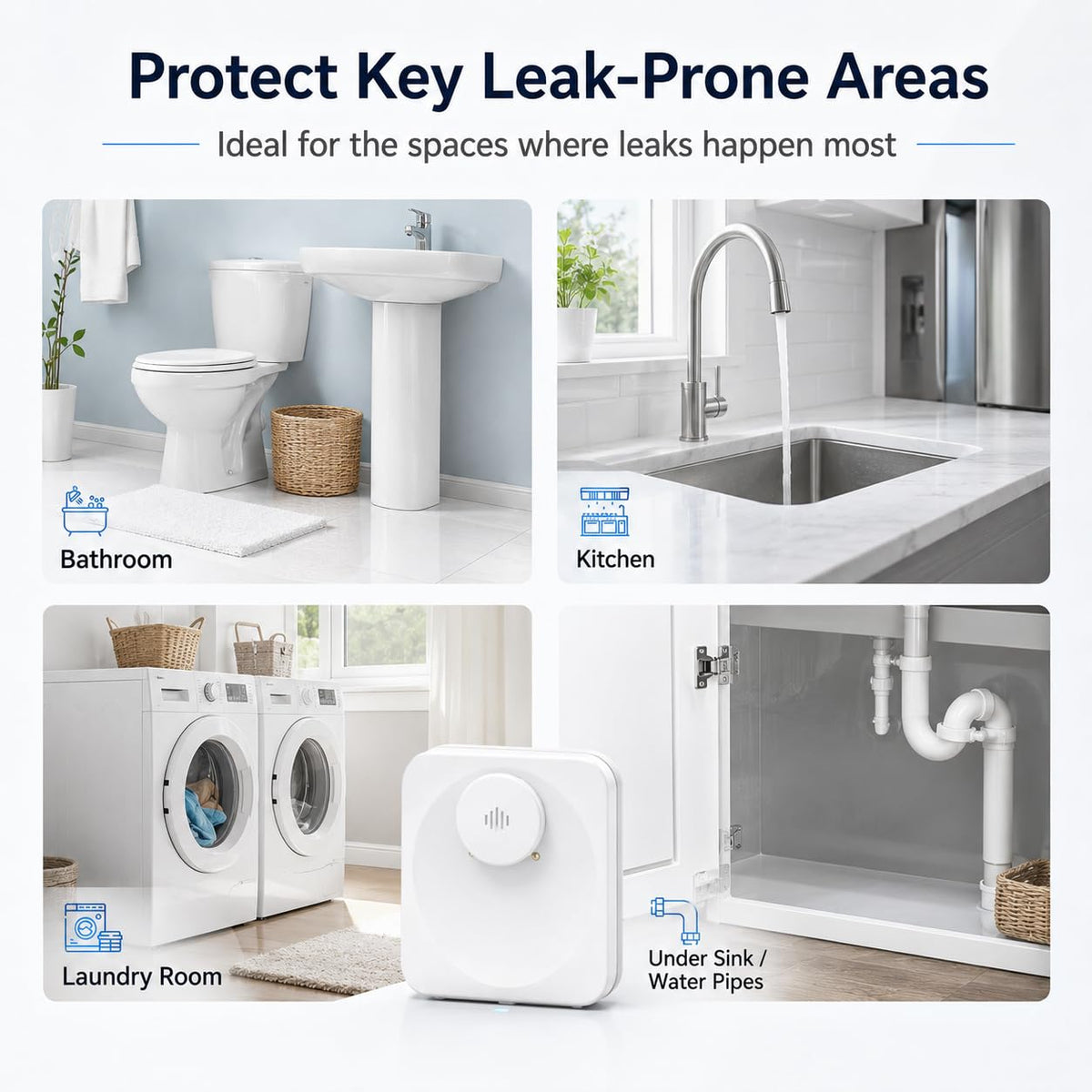 Decruil Water Leak Detector for Home, WiFi Remote Checking Smart Water Leak Alarm and Drip Alert Sensor, Email and APP P