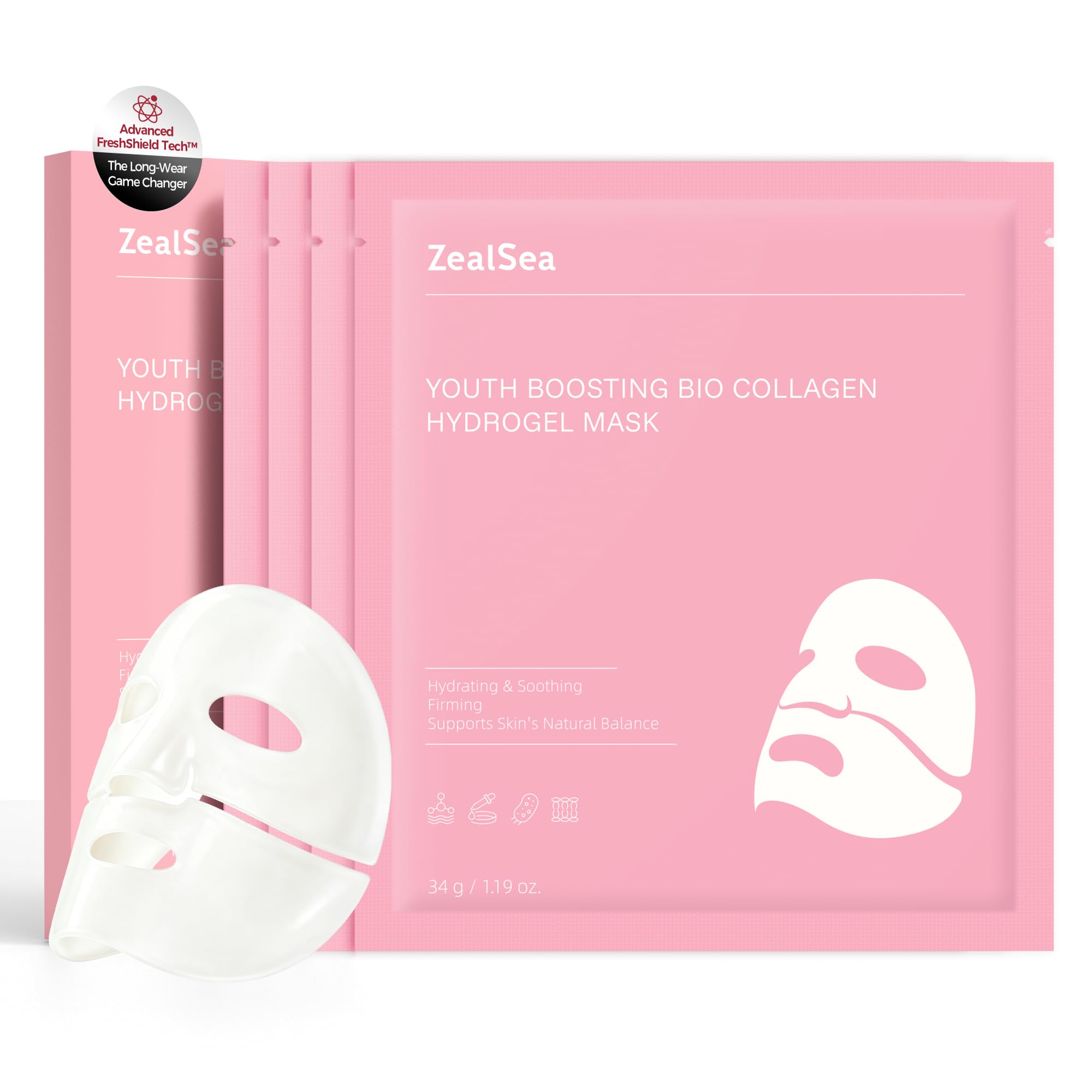 ZealSea Bio Collagen Hydrogel Face Mask, Glass Skin Overnight - Product Imagery