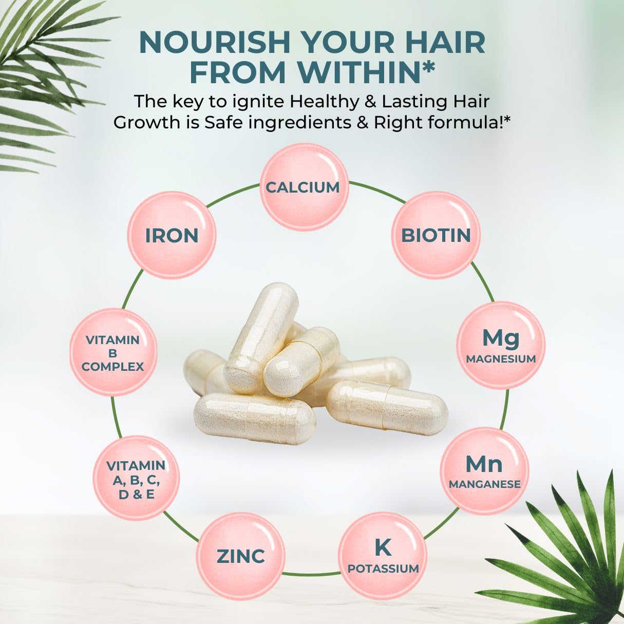 VITAL NUTRITIVE Biotin Hair Growth Vitamins - Hair, Skin & Nails Supplement