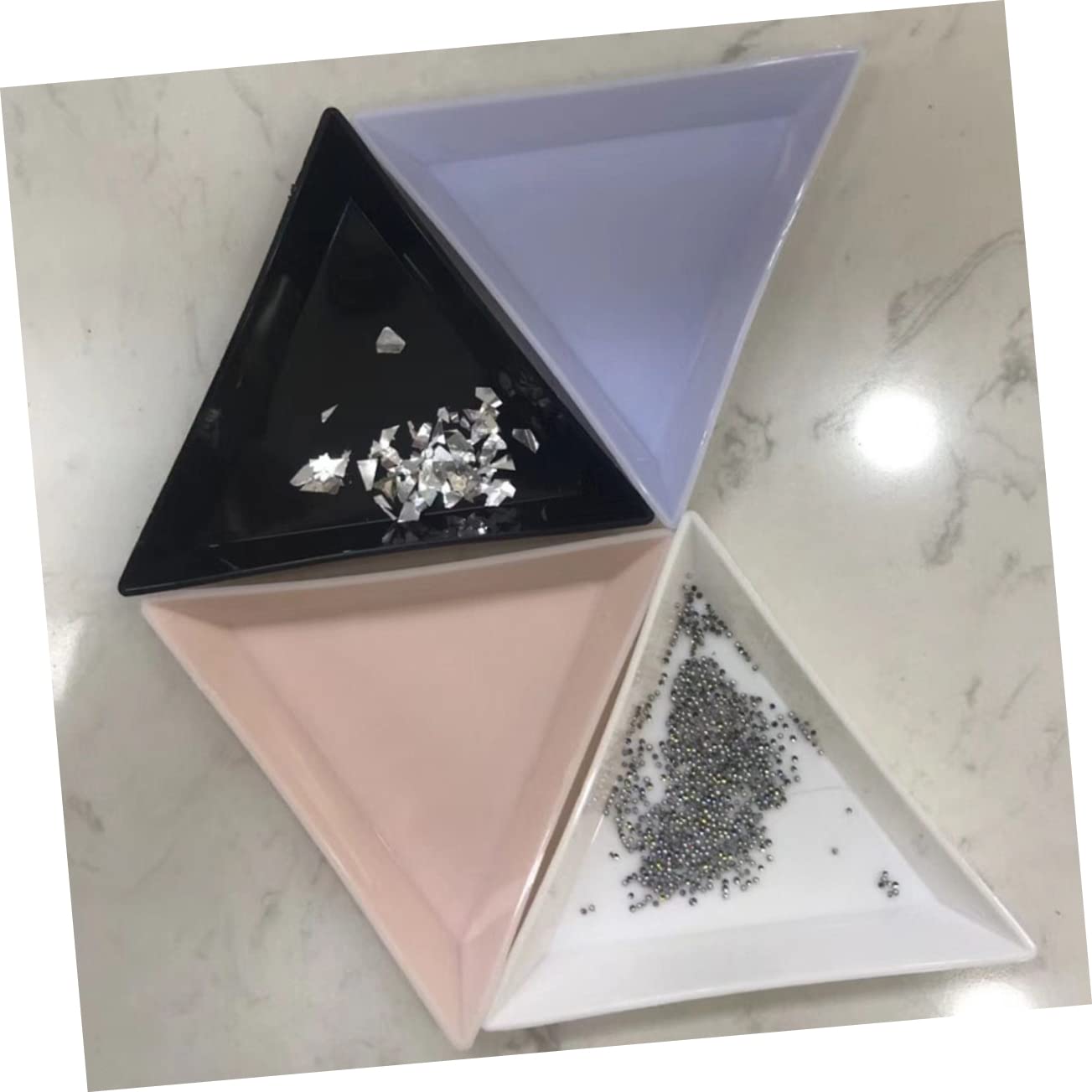 WOONEKY 80pcs Manicure Tools Triangular Storage Trays Nail Jewelry Tray Large Capacity for Nail Technician