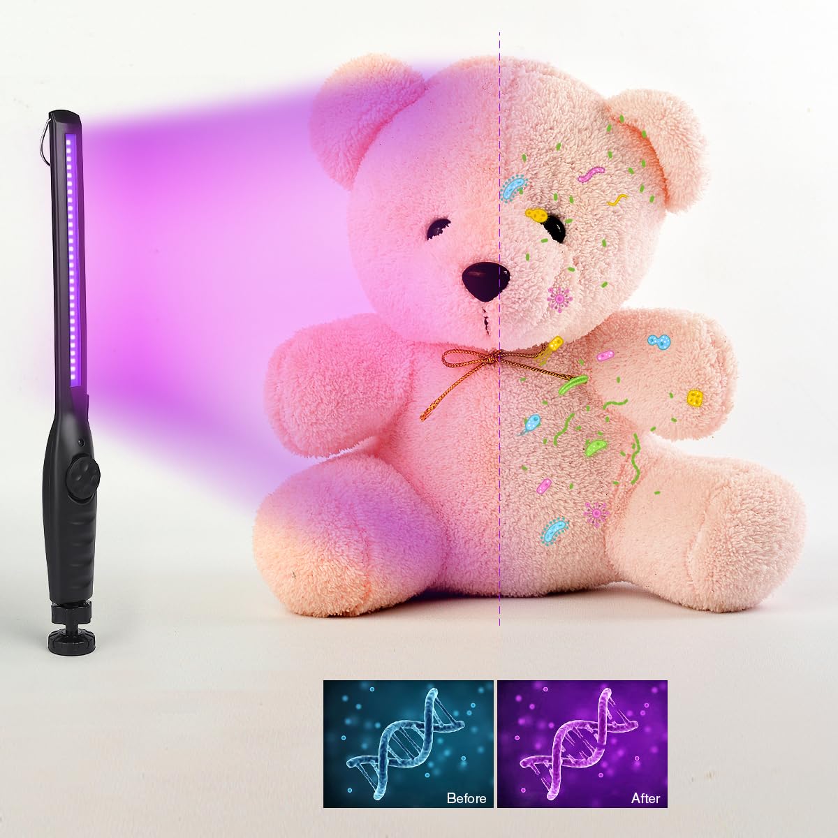 HIUPN UV Light Sanitizer, Portable UV Light Disinfection Lamp USB Rechargeable Ultraviolet Light Sanitizer for Home Hote