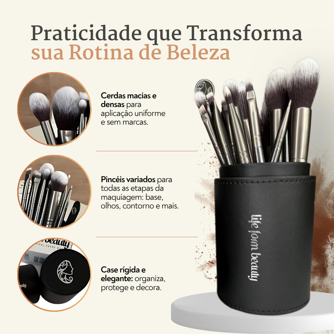 Life Form Beauty Professional Makeup Brushes Kit – close-up detail in Grey