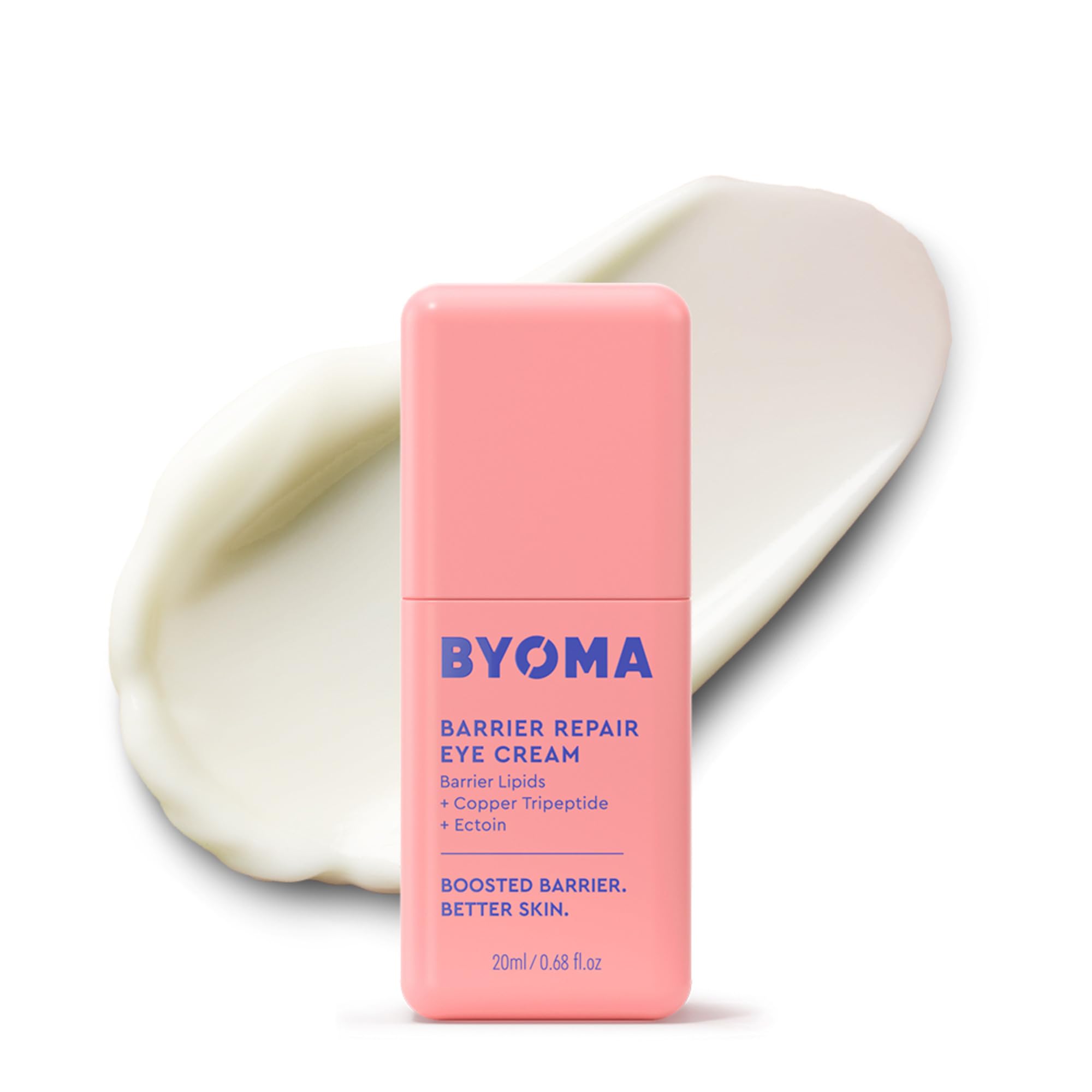 BYOMA Barrier Repair Eye Cream in a jar, showing smooth, creamy moisturizer for delicate eye skin.