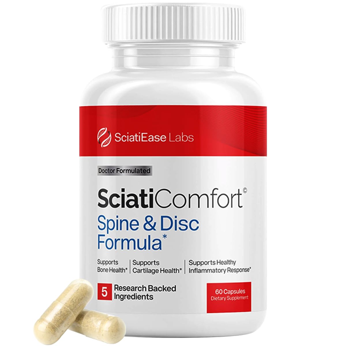 SciatiEase SciatiComfort Spine & Disc Support Supplement, 30 Day - Product Imagery
