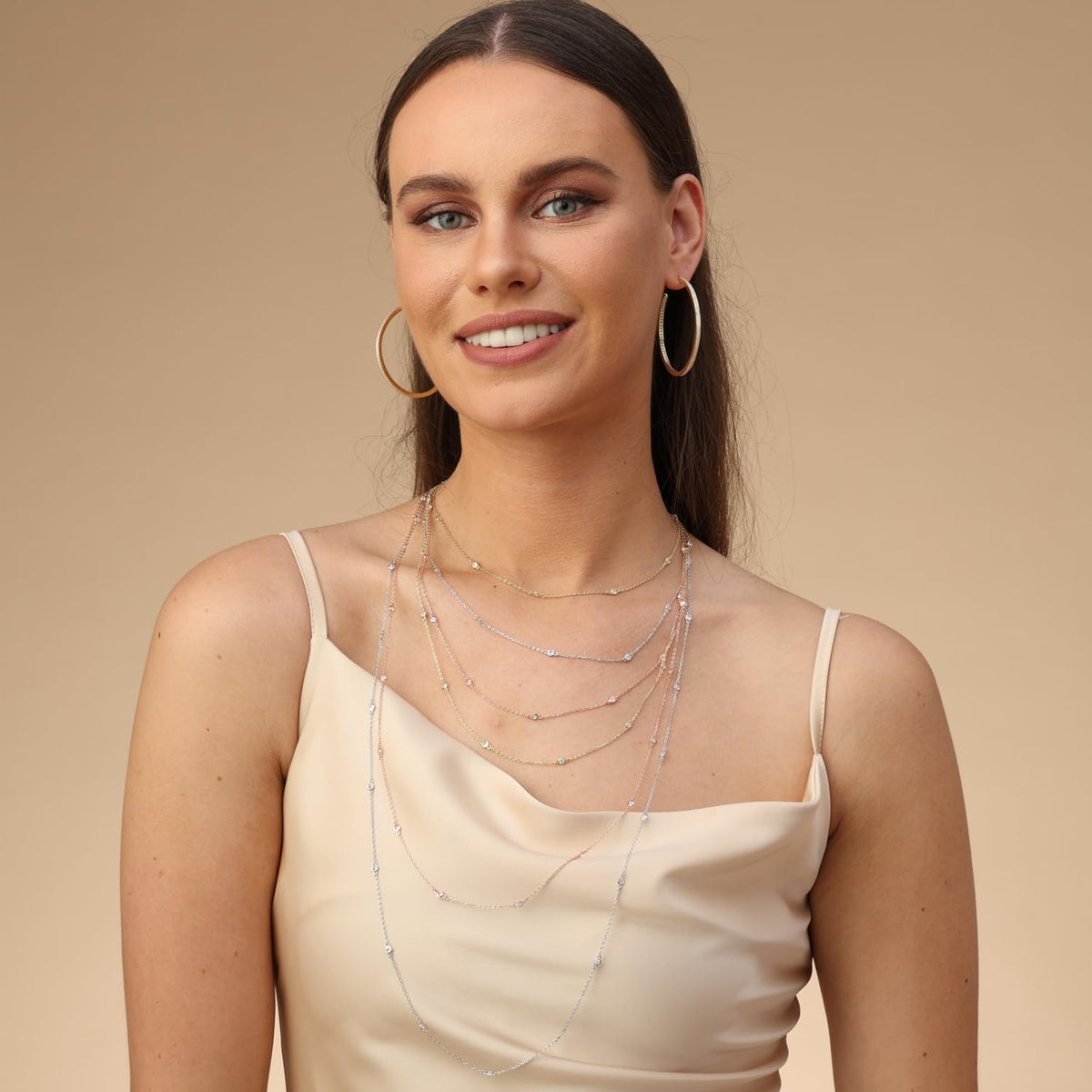 SAVEARTH DIAMONDS Yard Station Necklace Layering Dainty Chain for Women 0.60 To 1.60 CT – packaging and label