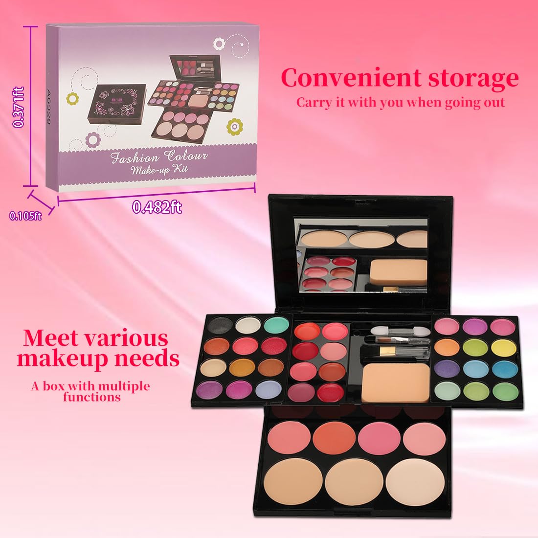 Badhare Beauty Full Face Palette Makeup Kit 24 Color Eyeshadow Palette, 8 Lip Gloss, 4 Blush, 3 Dual Powder, with Brushe