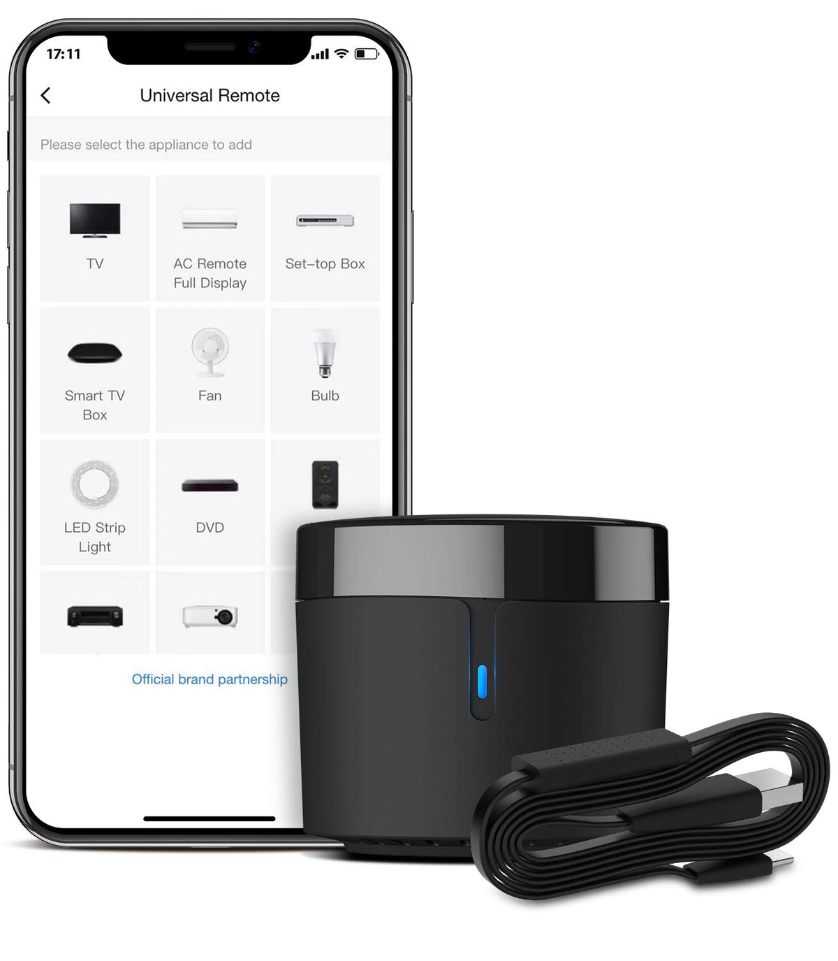 BroadLink RM4mini IR Smart Home Hub AC Univeral Remote with Sensor Cable – black