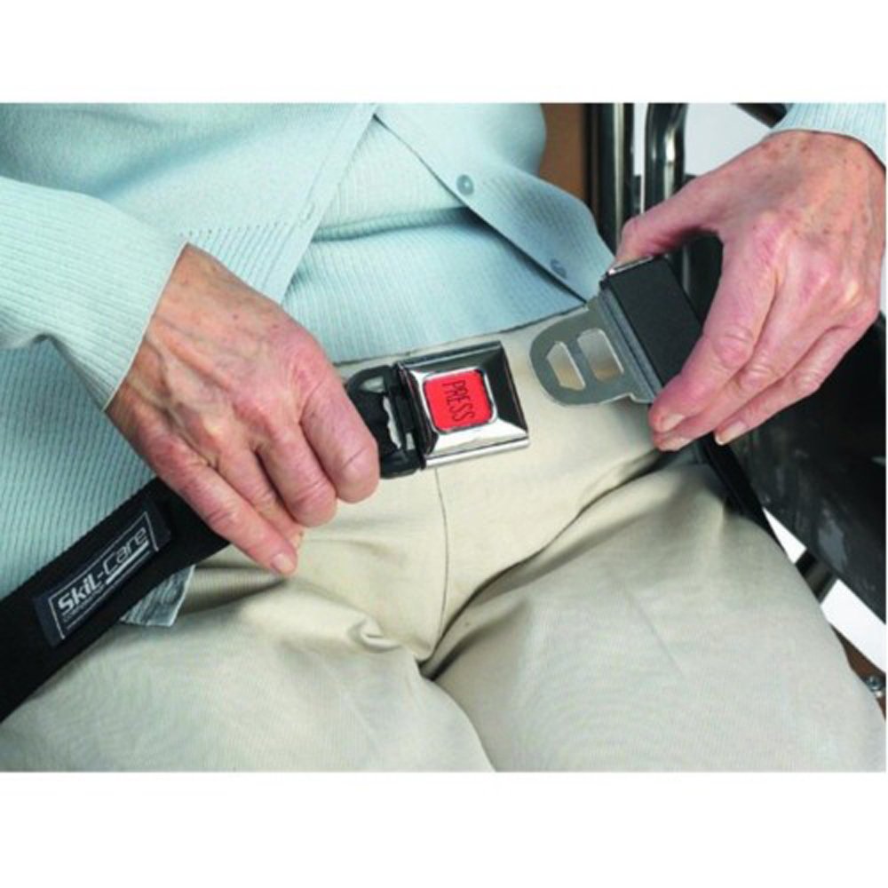 Skil-Care Seat Belt Alarm, Alerts Caregiver When Patient Stands, 50"-70" – Blue Blue Blue & White Multi-Color Op