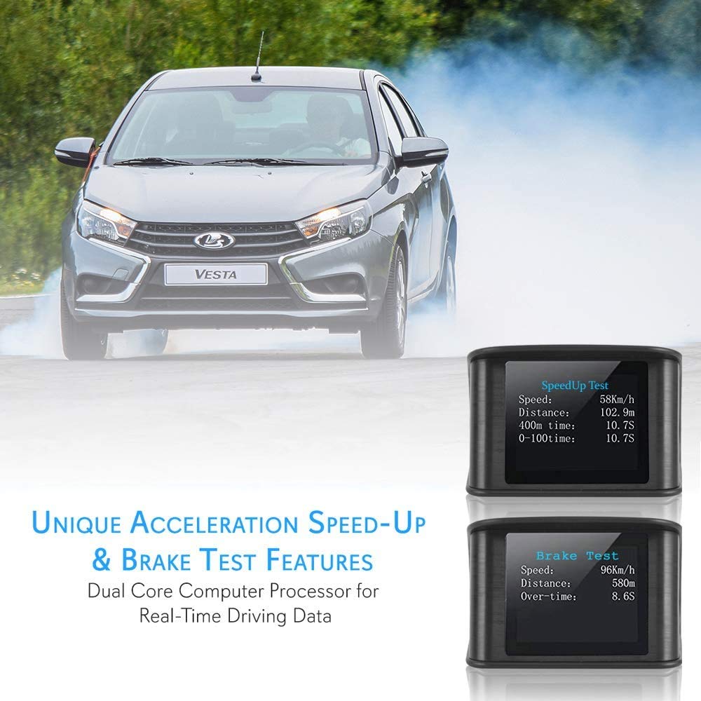 Pyle Universal Vehicle Smart HUD Display - 2.6" Digital Mini Car Dashboard Heads Up Windshield Speedometer Projector
