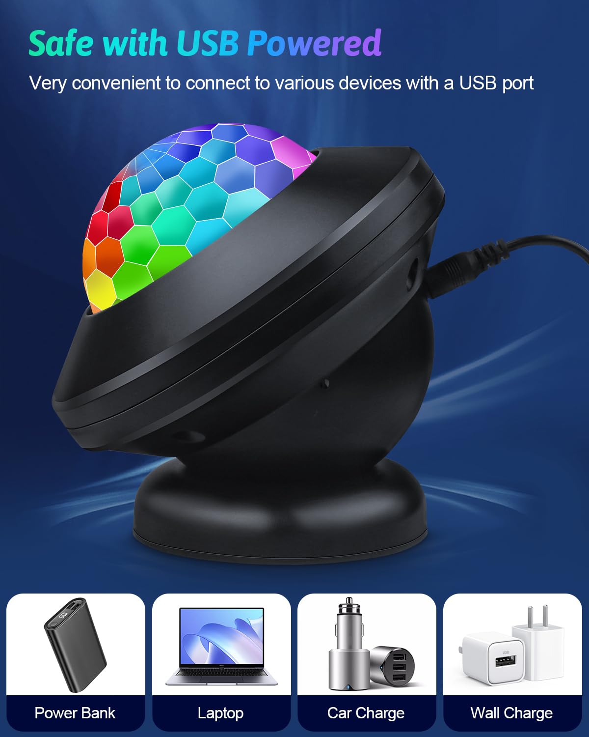 Luditek 2-Pack Party Karaoke Lights with Remote for Kids Party Supplies Dancing Birthday Decorations, USB Powered 6 Ligh