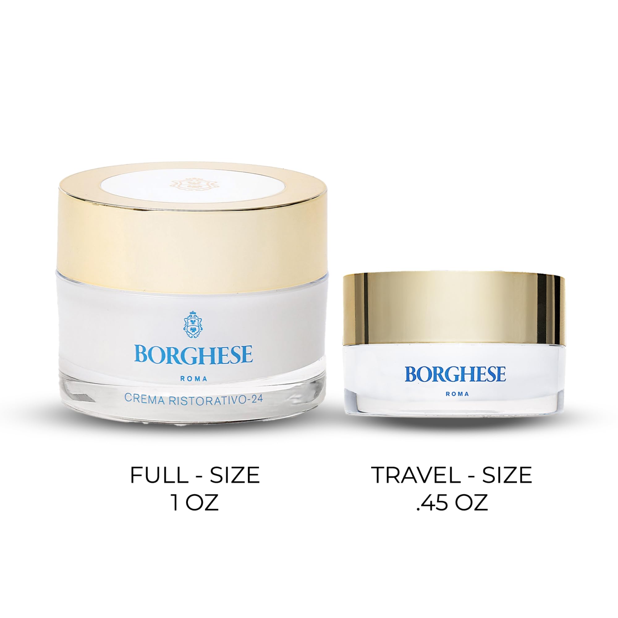 Borghese Crema Ristorativo-24 luxury hydrating face moisturizer in a sleek jar, designed for nourishing and moisturizing skin.